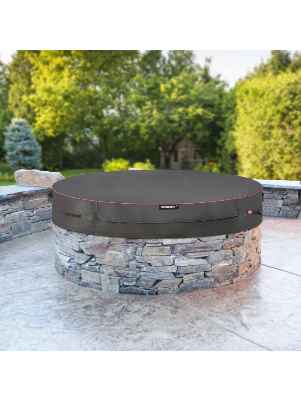 Heavy-Duty Round Fire Pit Cover 61-66 Inch, Waterproof & UV Resistant, Outdoor